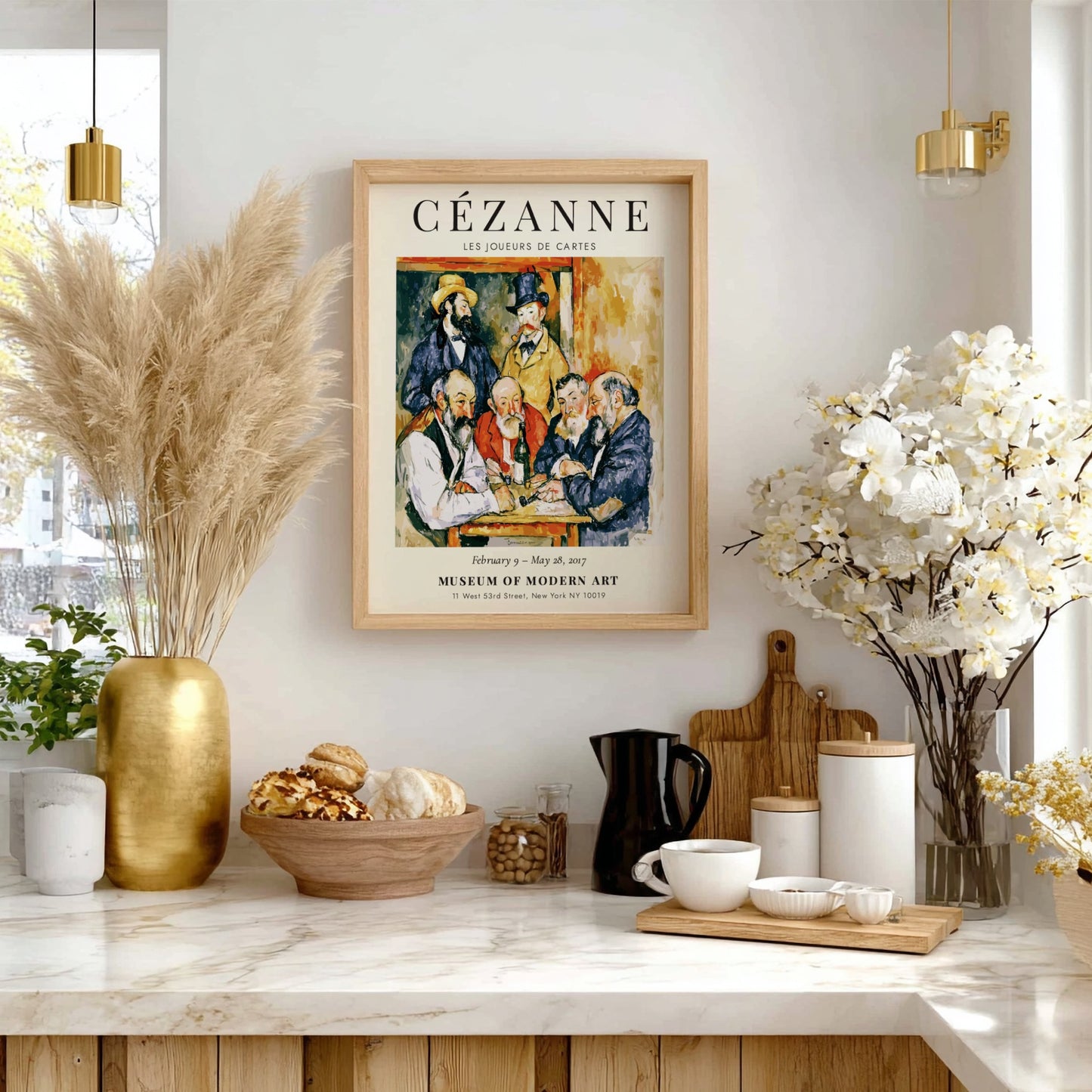 Cézanne Exhibition Poster featuring Les Joueurs de Cartes with vibrant earthy tones and post-impressionist