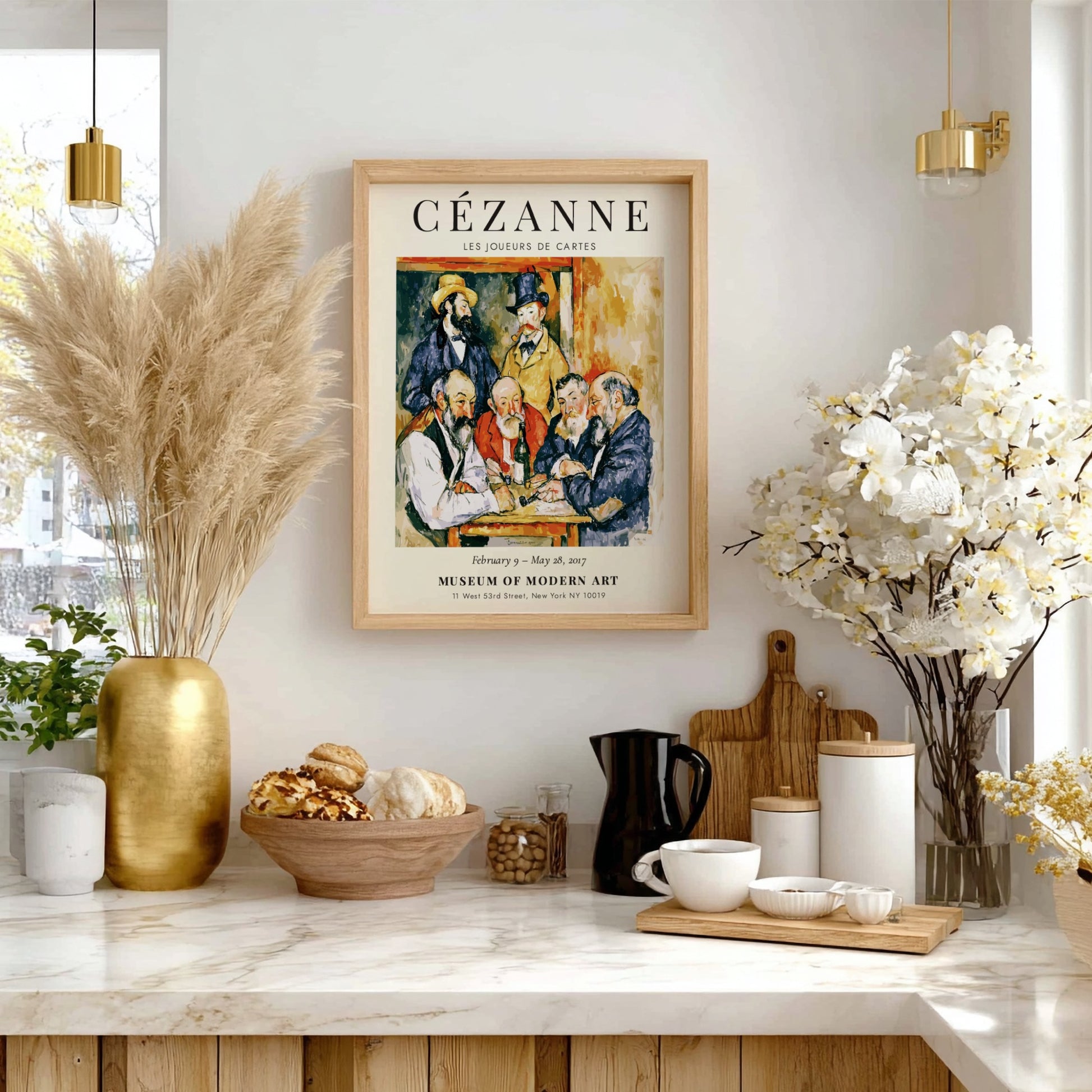 Cézanne Exhibition Poster featuring Les Joueurs de Cartes with vibrant earthy tones and post-impressionist