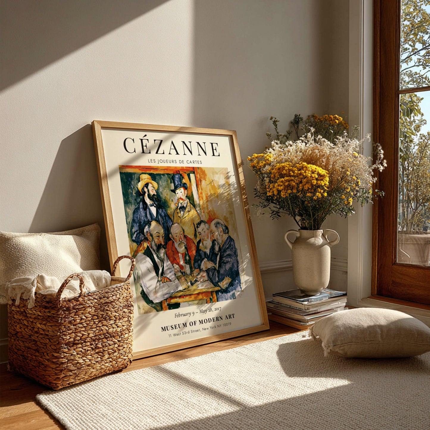 Cézanne Exhibition Poster featuring Les Joueurs de Cartes with vibrant earthy tones and post-impressionist