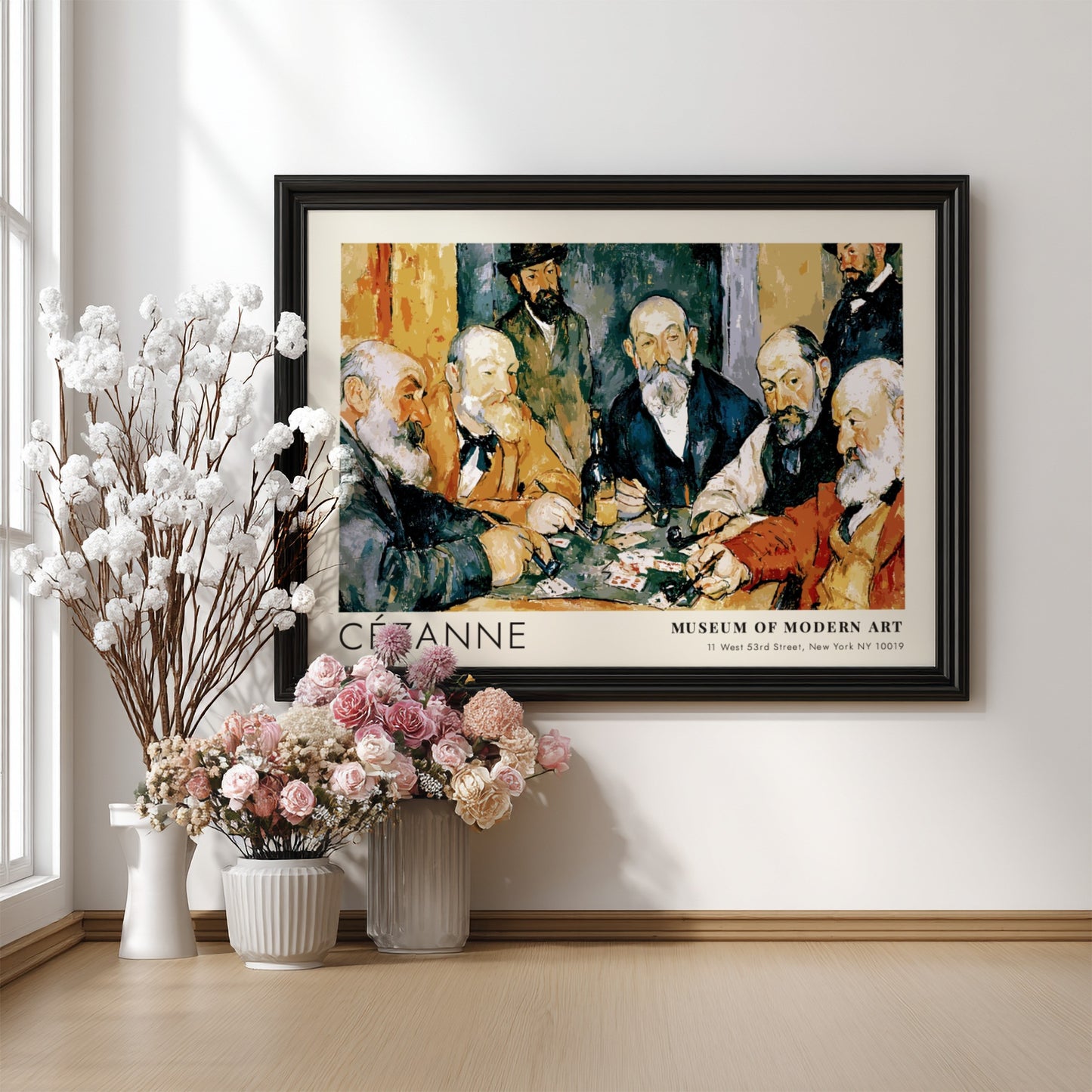 Wall art poster of Cézanne Les Joueurs de Cartes featuring men playing cards