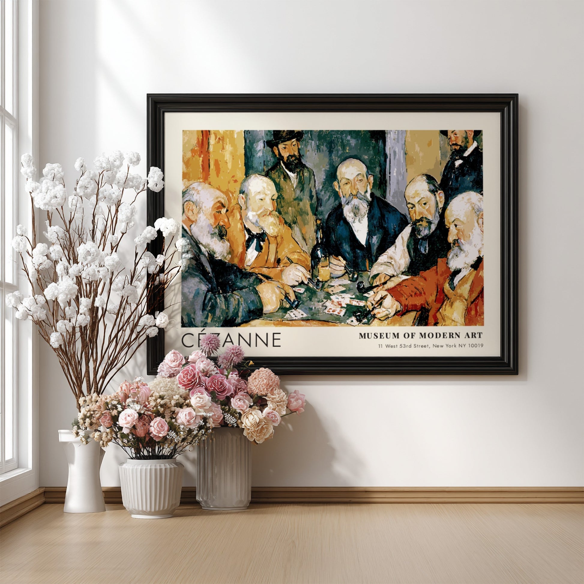 Wall art poster of Cézanne Les Joueurs de Cartes featuring men playing cards