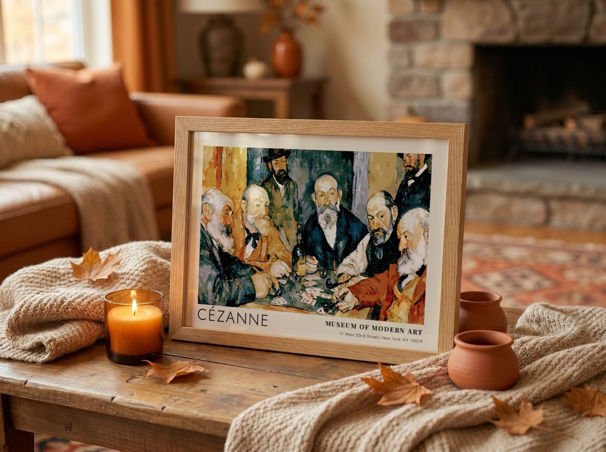 Wall art poster of Cézanne Les Joueurs de Cartes featuring men playing cards