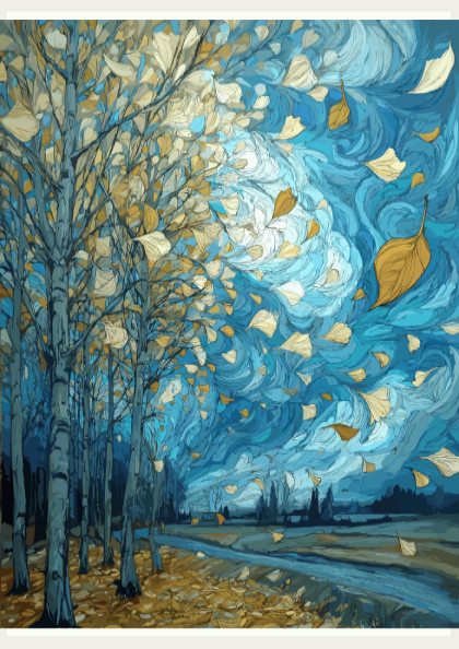 Let Go - Autumn Leaves and Soft Falling Motion Landscape Wall Art