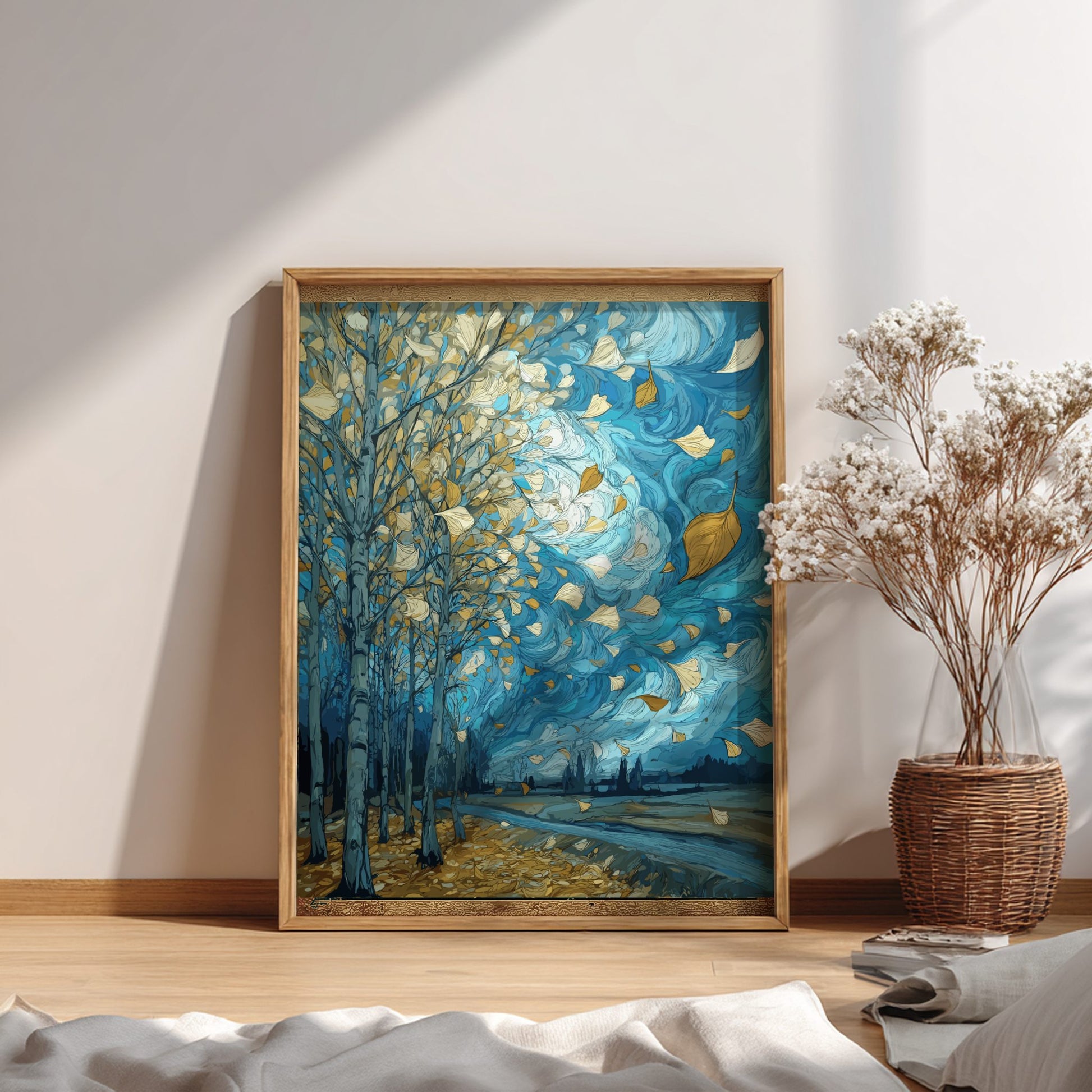 Let Go - Autumn Leaves and Soft Falling Motion Landscape Wall Art