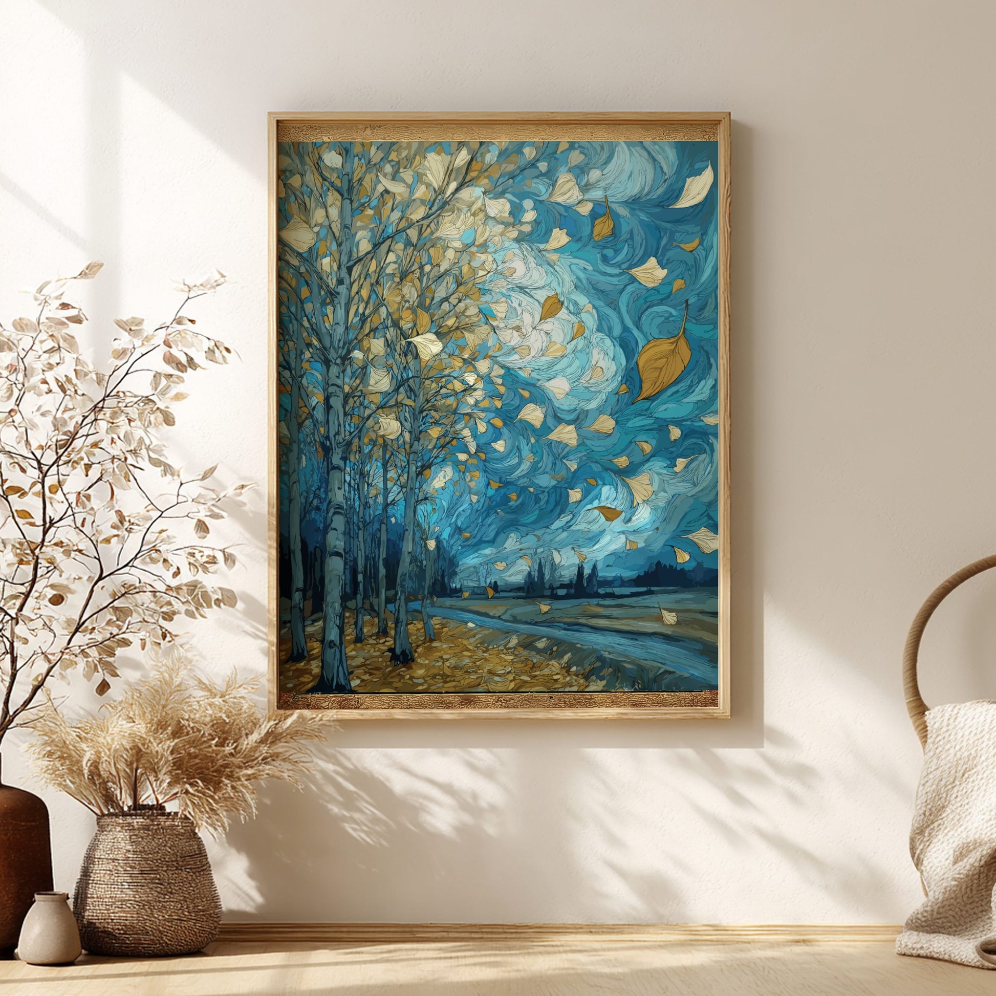 Let Go - Autumn Leaves and Soft Falling Motion Landscape Wall Art