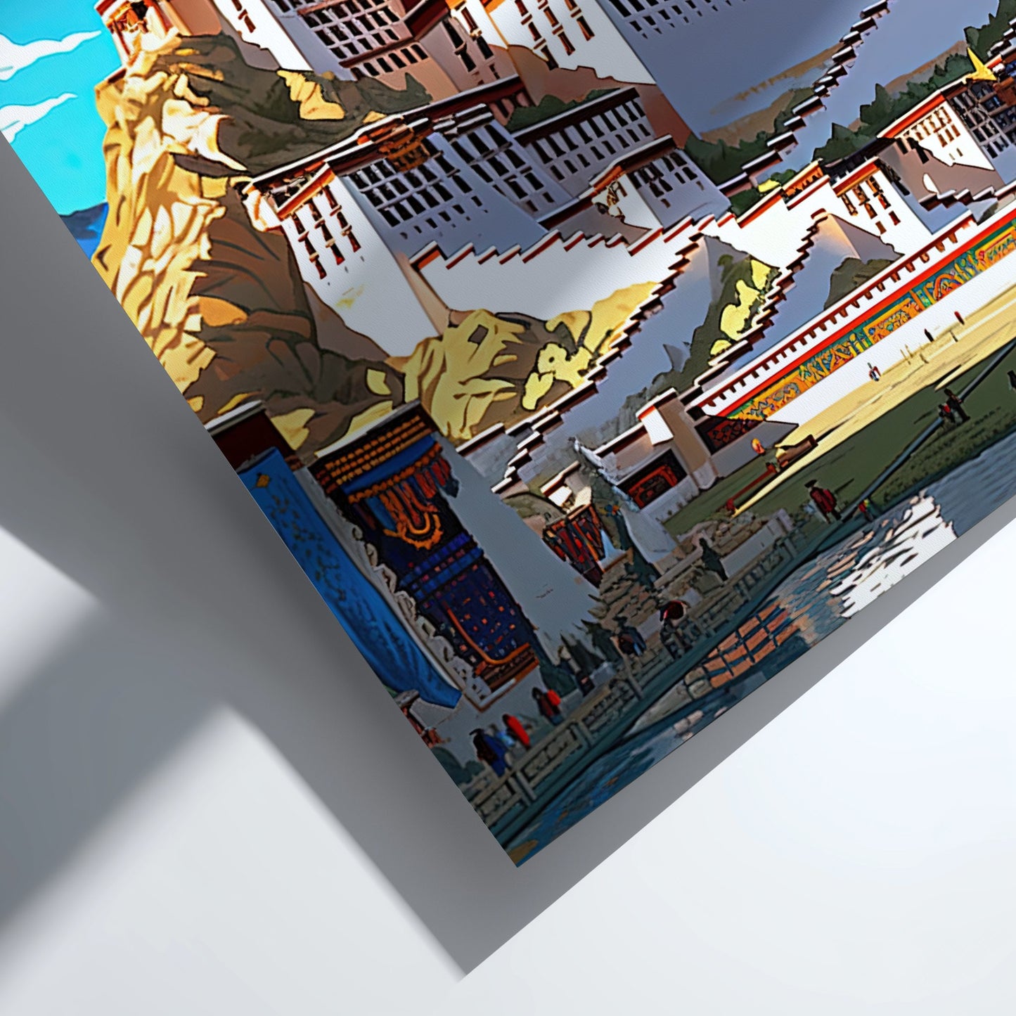 Colorful illustration of a traditional building with intricate details on a white background