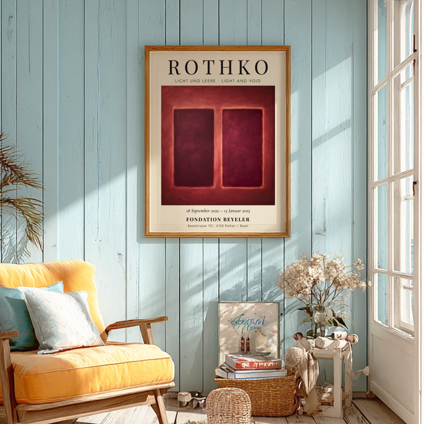 Wall art poster featuring Mark Rothko Licht und Leere with red abstract forms.