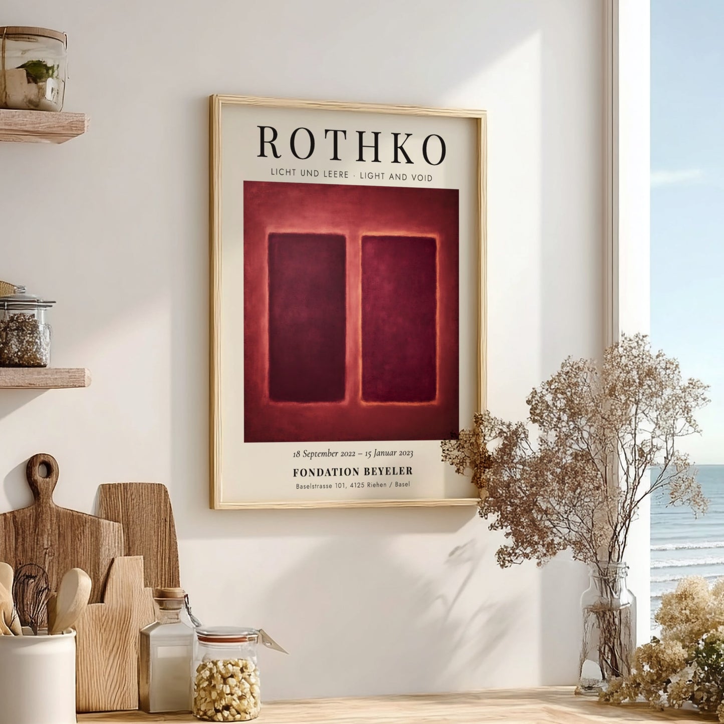 Wall art poster featuring Mark Rothko Licht und Leere with red abstract forms.