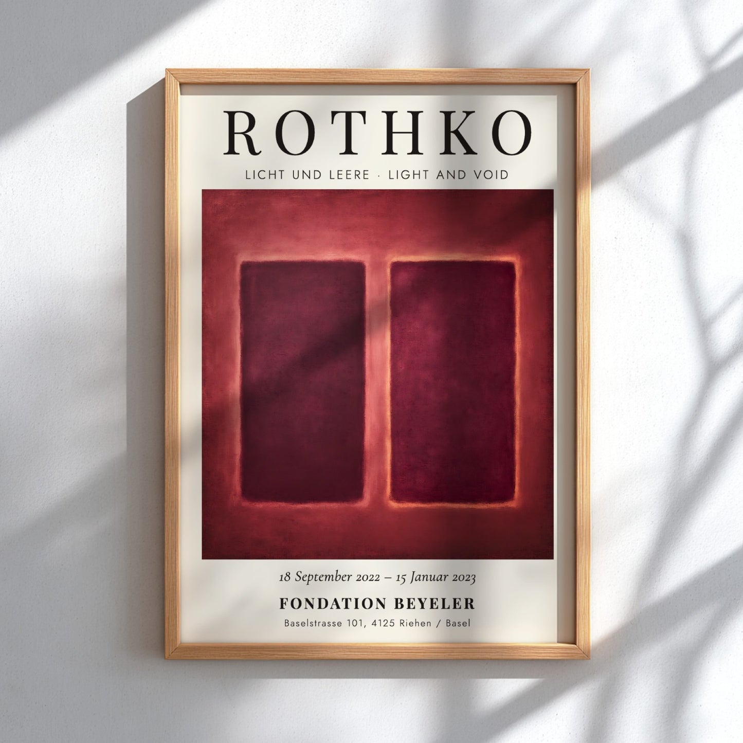 Wall art poster featuring Mark Rothko Licht und Leere with red abstract forms.