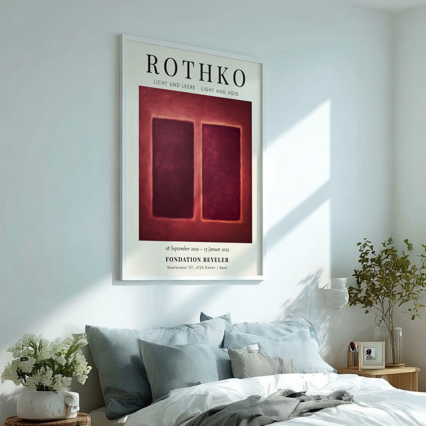 Wall art poster featuring Mark Rothko Licht und Leere with red abstract forms.