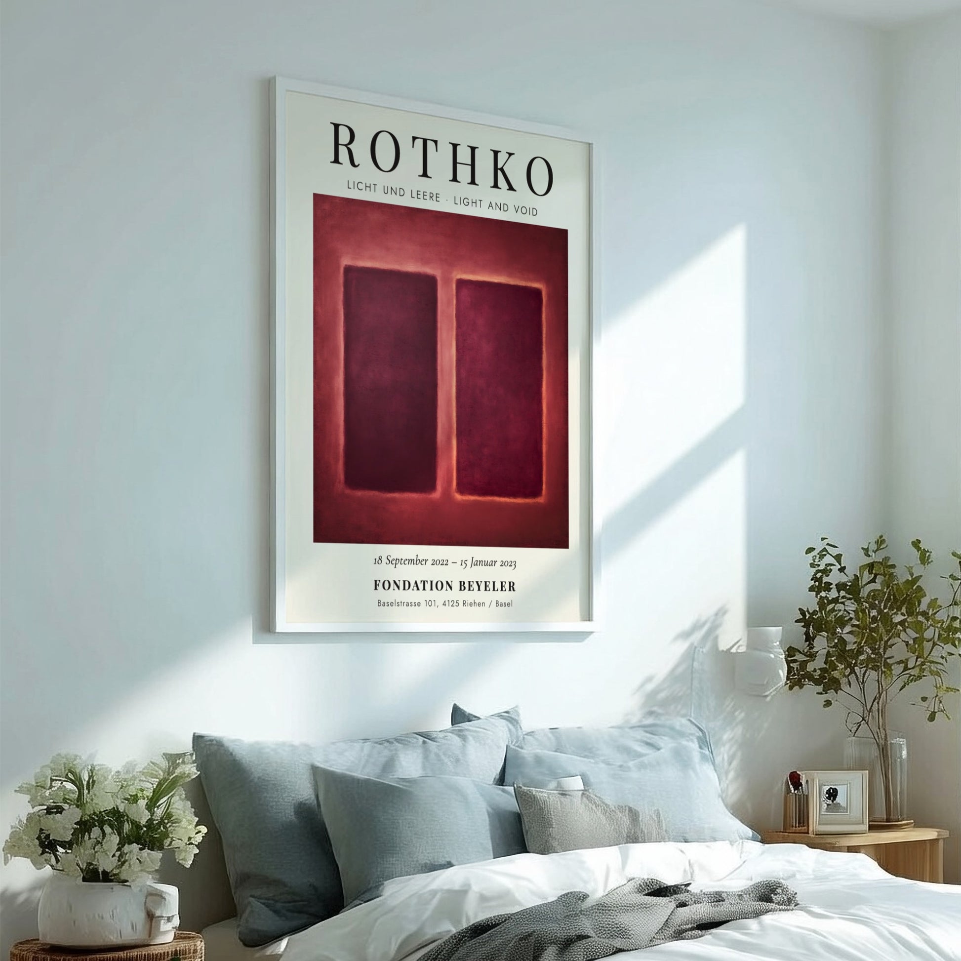 Wall art poster featuring Mark Rothko Licht und Leere with red abstract forms.