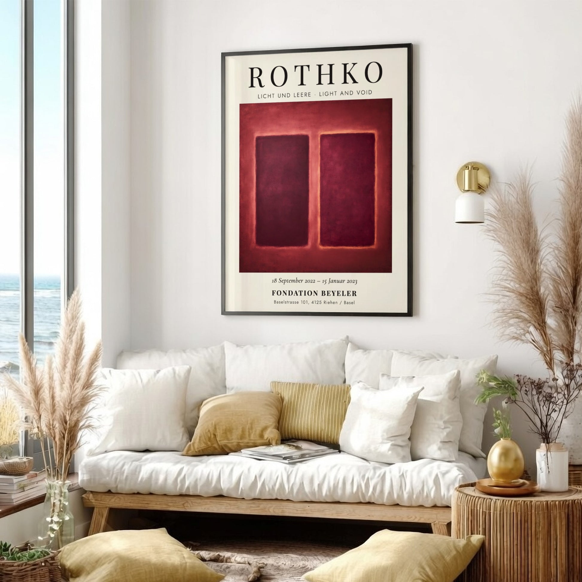 Wall art poster featuring Mark Rothko Licht und Leere with red abstract forms.