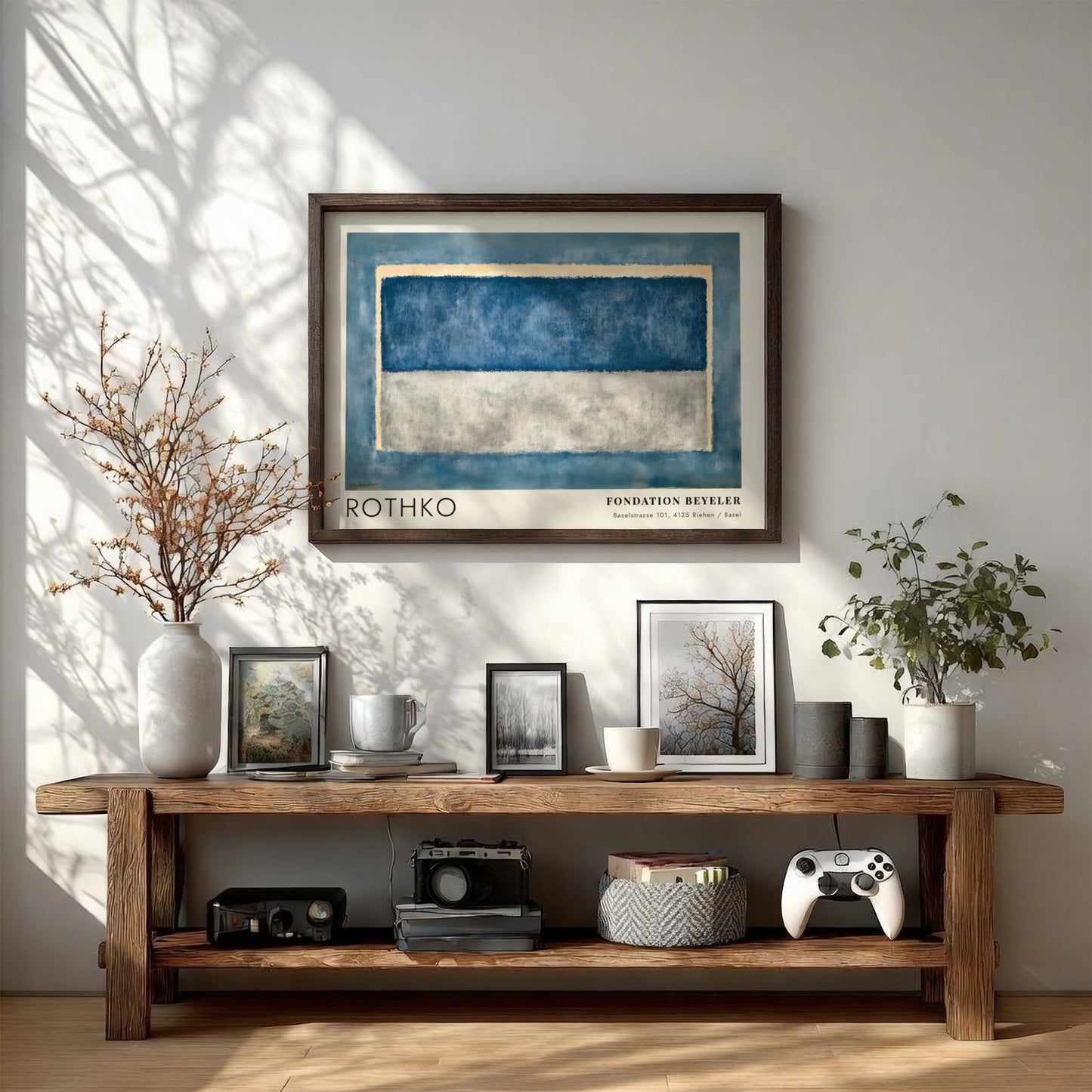 Wall art poster featuring Mark Rothko's Licht und Leere in blue and grey tones.
