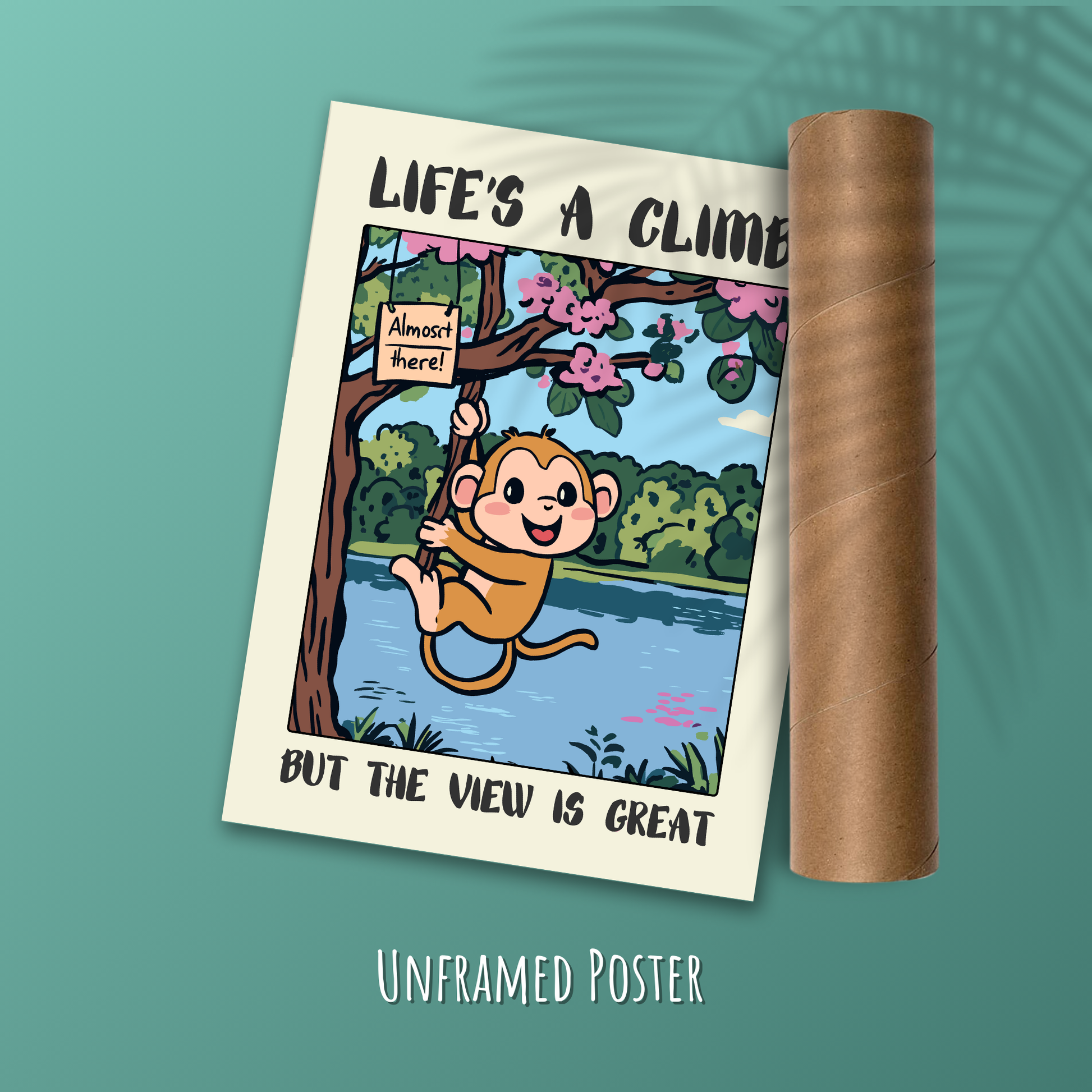 Funny Monkey Poster, Motivational Animal Wall Art, Quirky Inspirational Print