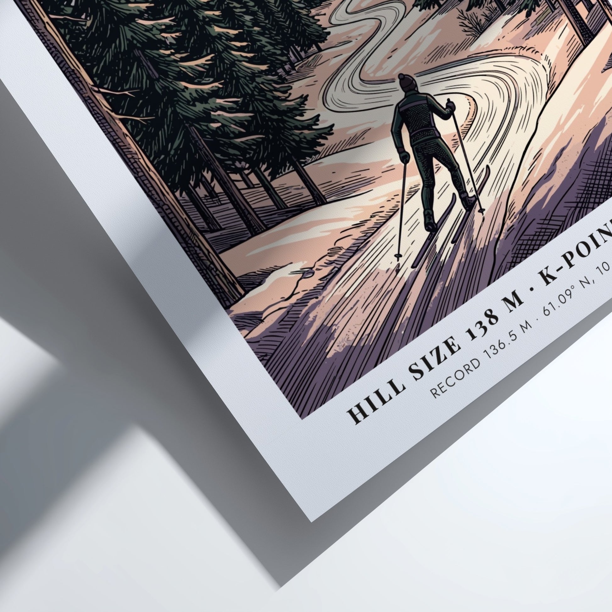 Poster of a cross-country skier on a winding snowy trail in Lillehammer Norway