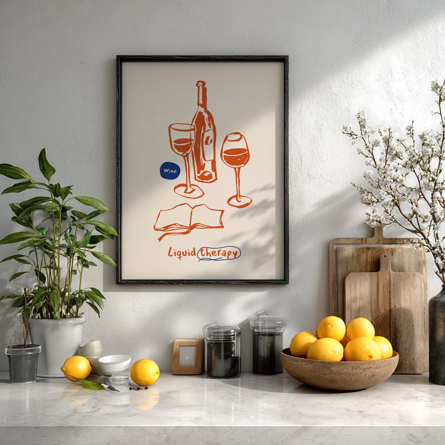 Liquid Therapy - Wine Poster | Relaxing Red Wine Wall Art Print