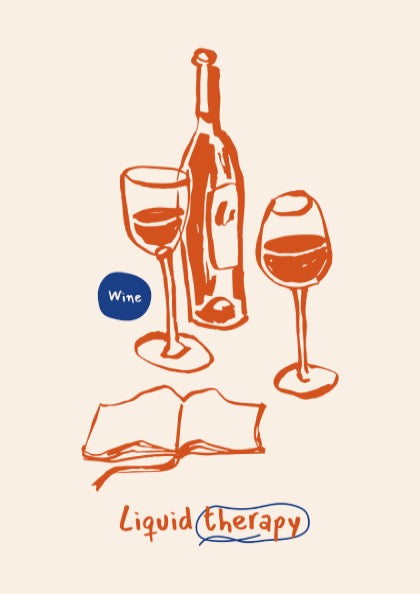 Liquid Therapy - Wine Poster | Relaxing Red Wine Wall Art Print