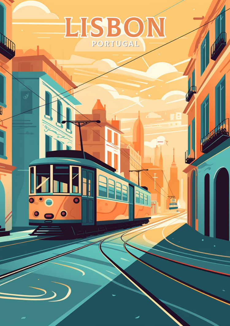 Europe LISBON TRAVEL POSTER - PORTUGAL ARTWORK