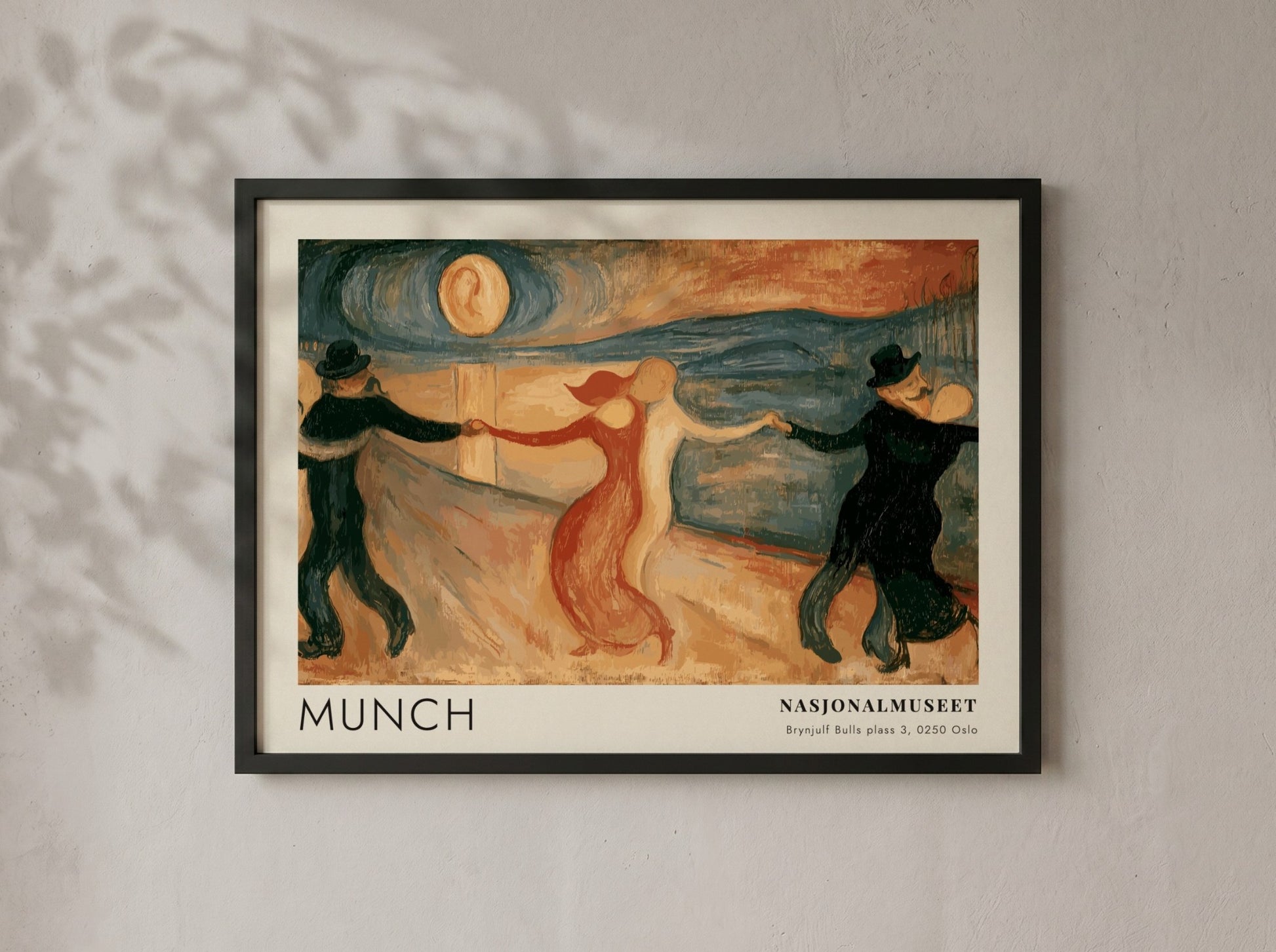 Gallery poster of Edvard Munch The Dance of Life framed in light wood grain.