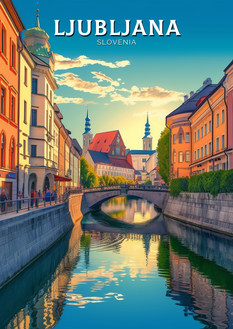 Europe LJUBLJANA TRAVEL PRINT - SLOVENIA ARTWORK