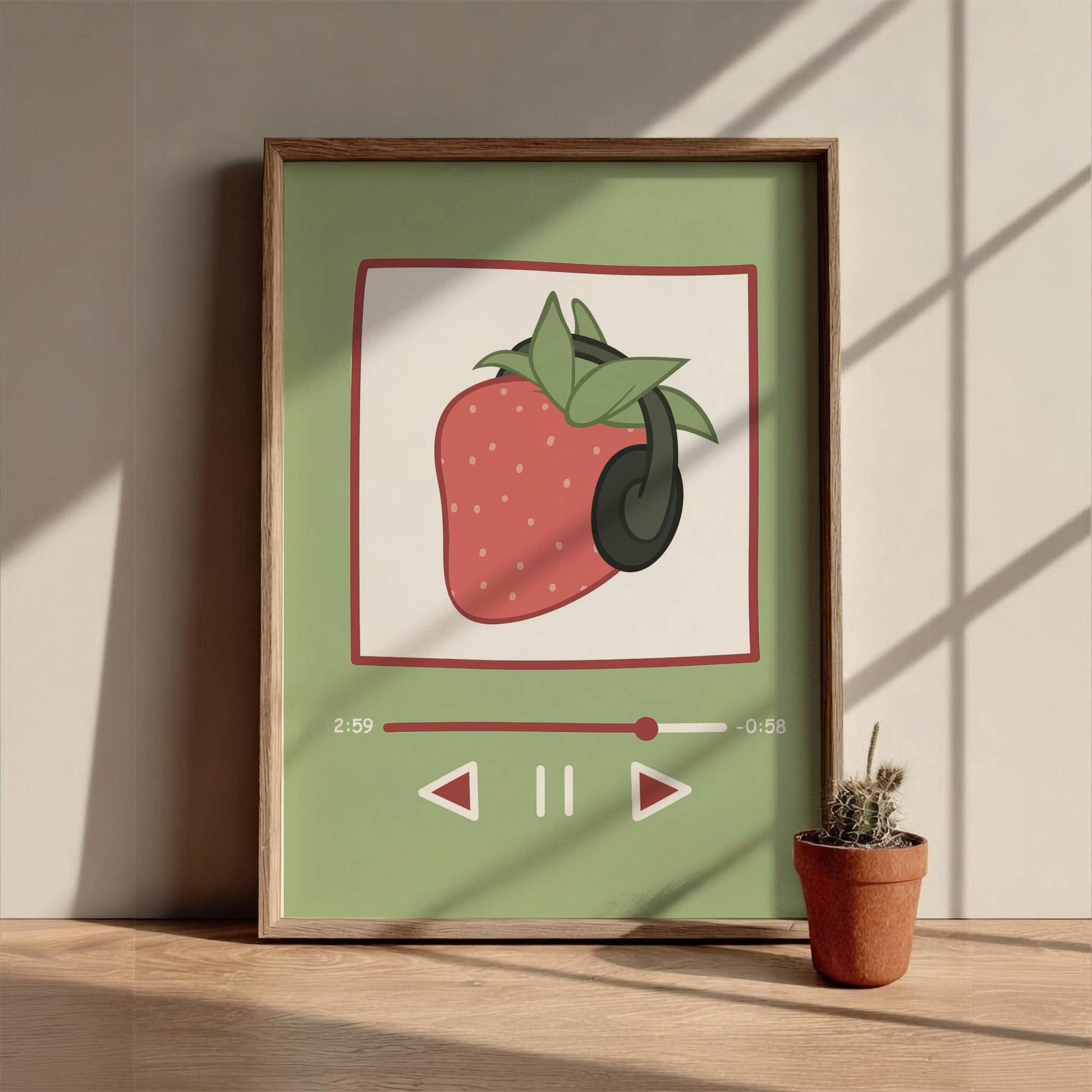 Lofi Rhythm Modern Art - The Strawberry Music Player Wall Print