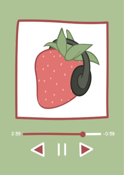 Lofi Rhythm Modern Art - The Strawberry Music Player Wall Print