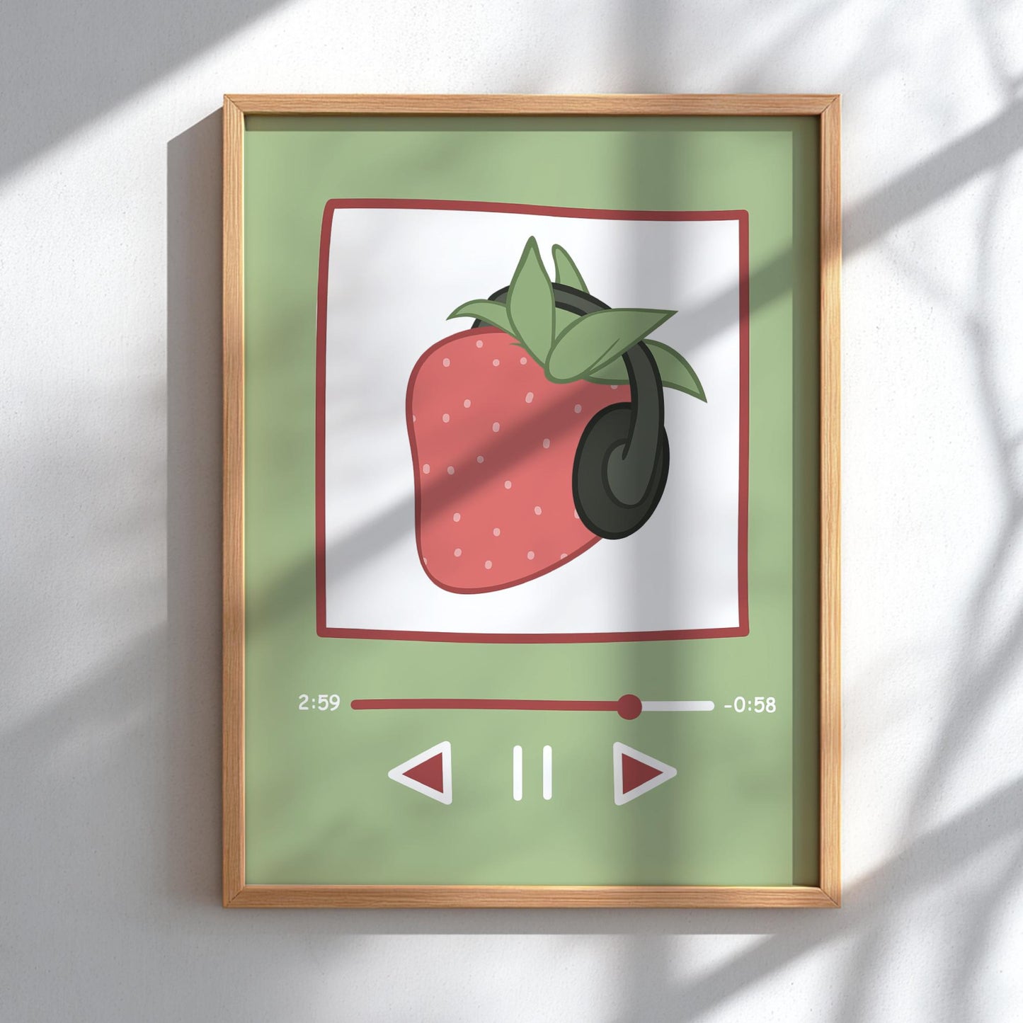 Lofi Rhythm Modern Art - The Strawberry Music Player Wall Print