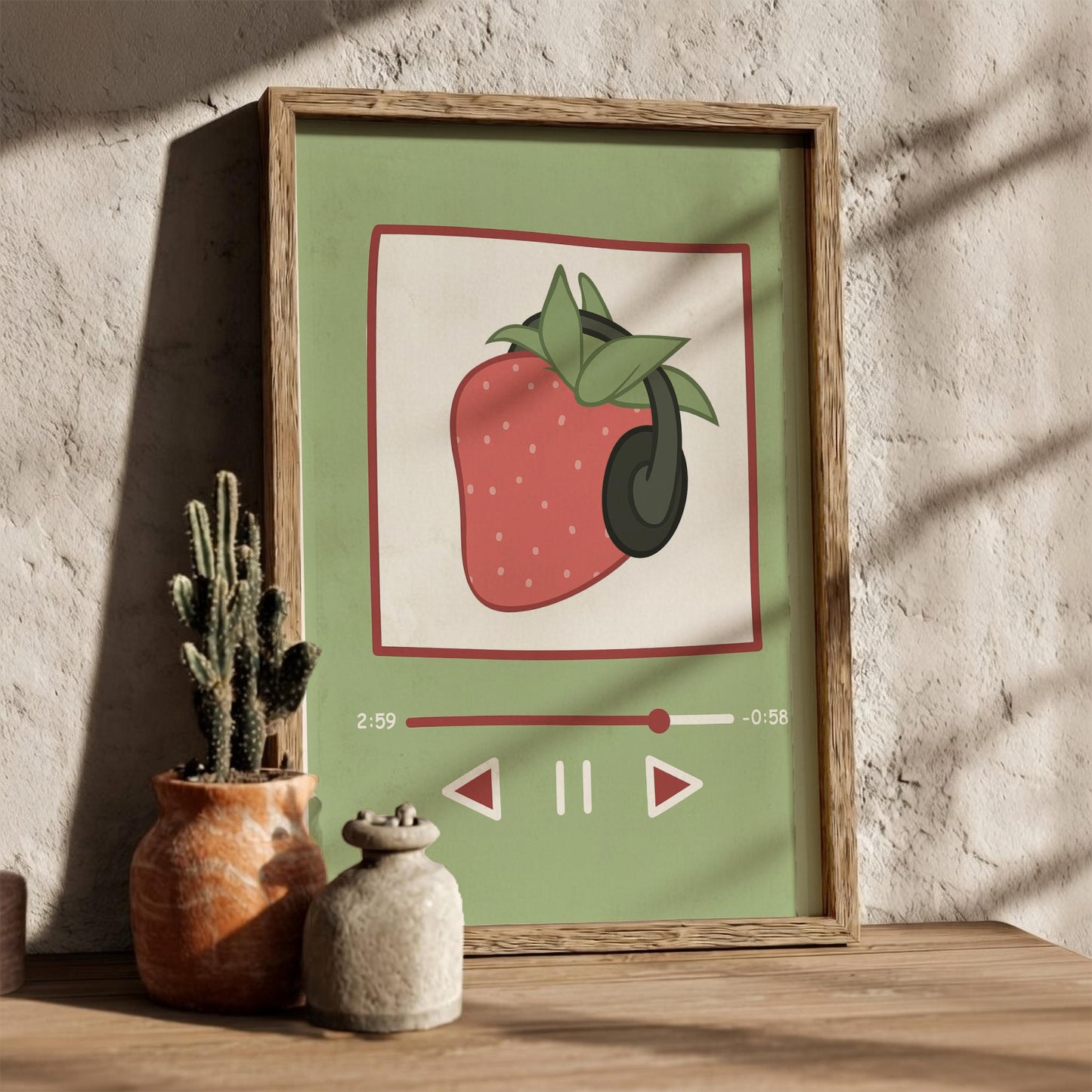 Lofi Rhythm Modern Art - The Strawberry Music Player Wall Print