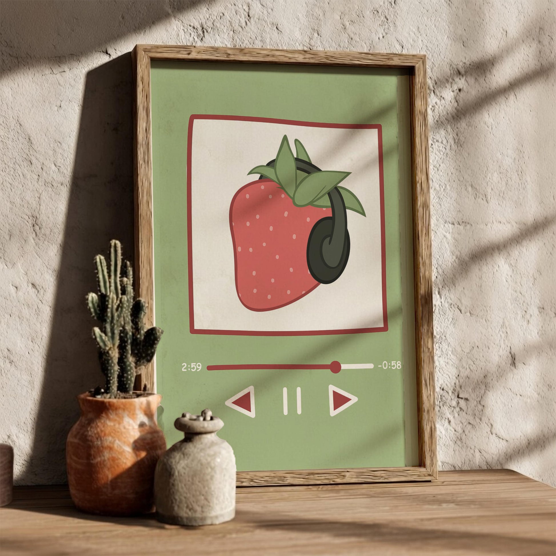 Lofi Rhythm Modern Art - The Strawberry Music Player Wall Print