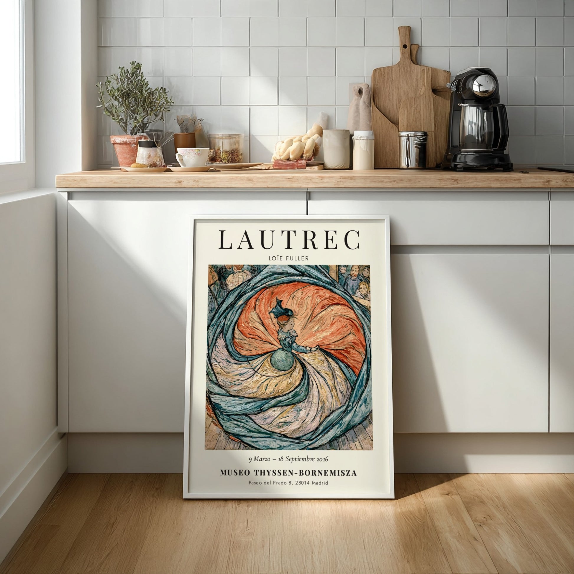 Toulouse-Lautrec poster featuring Loïe Fuller in vibrant colors and dynamic movement