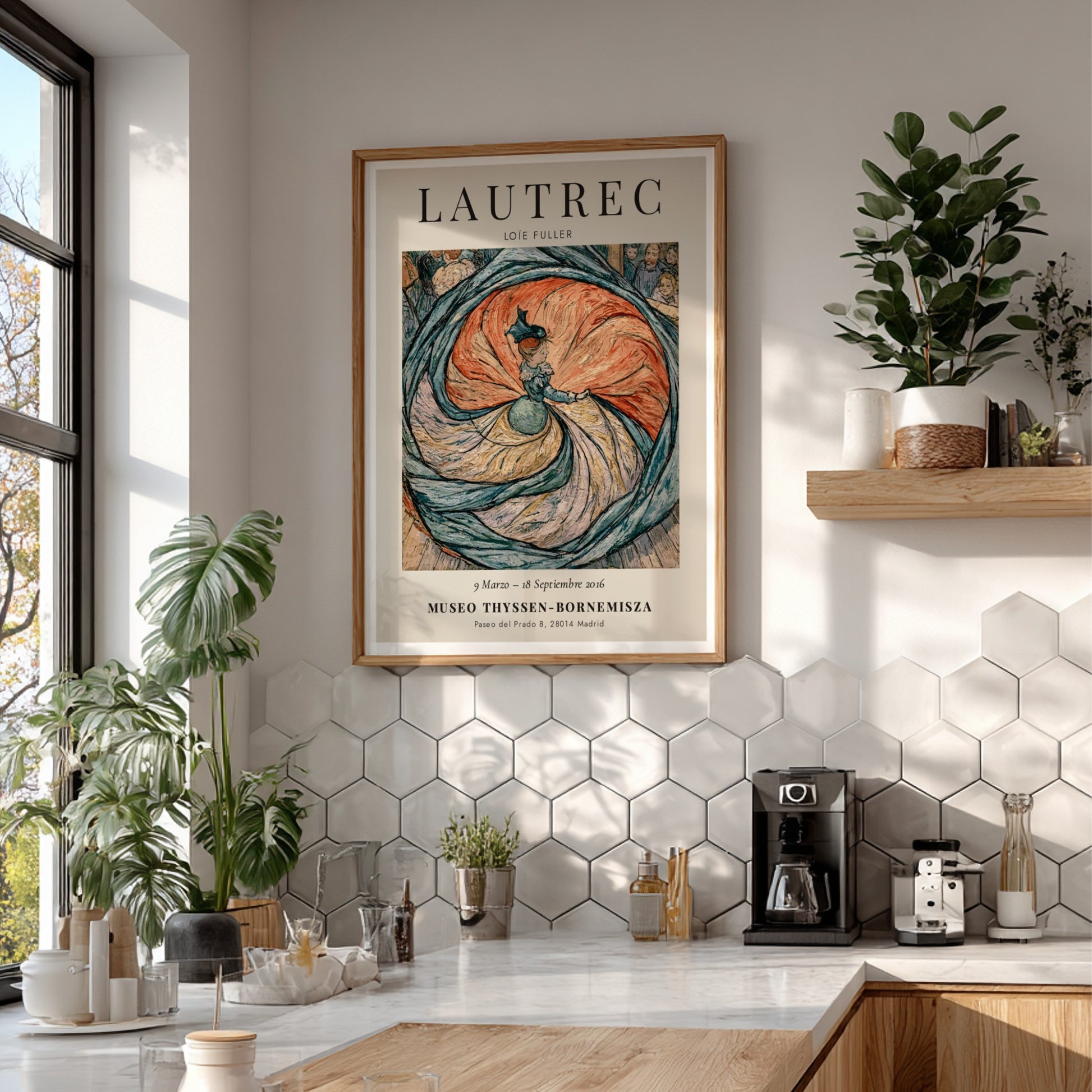 Toulouse-Lautrec poster featuring Loïe Fuller in vibrant colors and dynamic movement