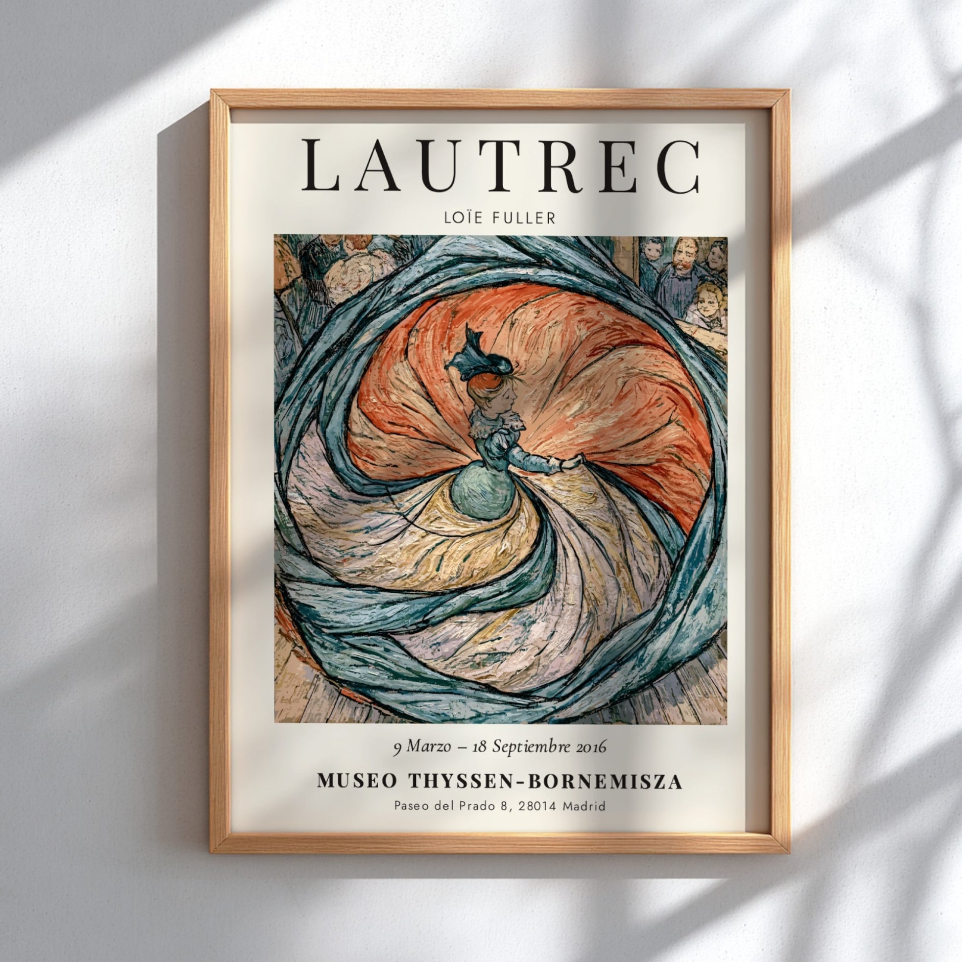 Toulouse-Lautrec poster featuring Loïe Fuller in vibrant colors and dynamic movement