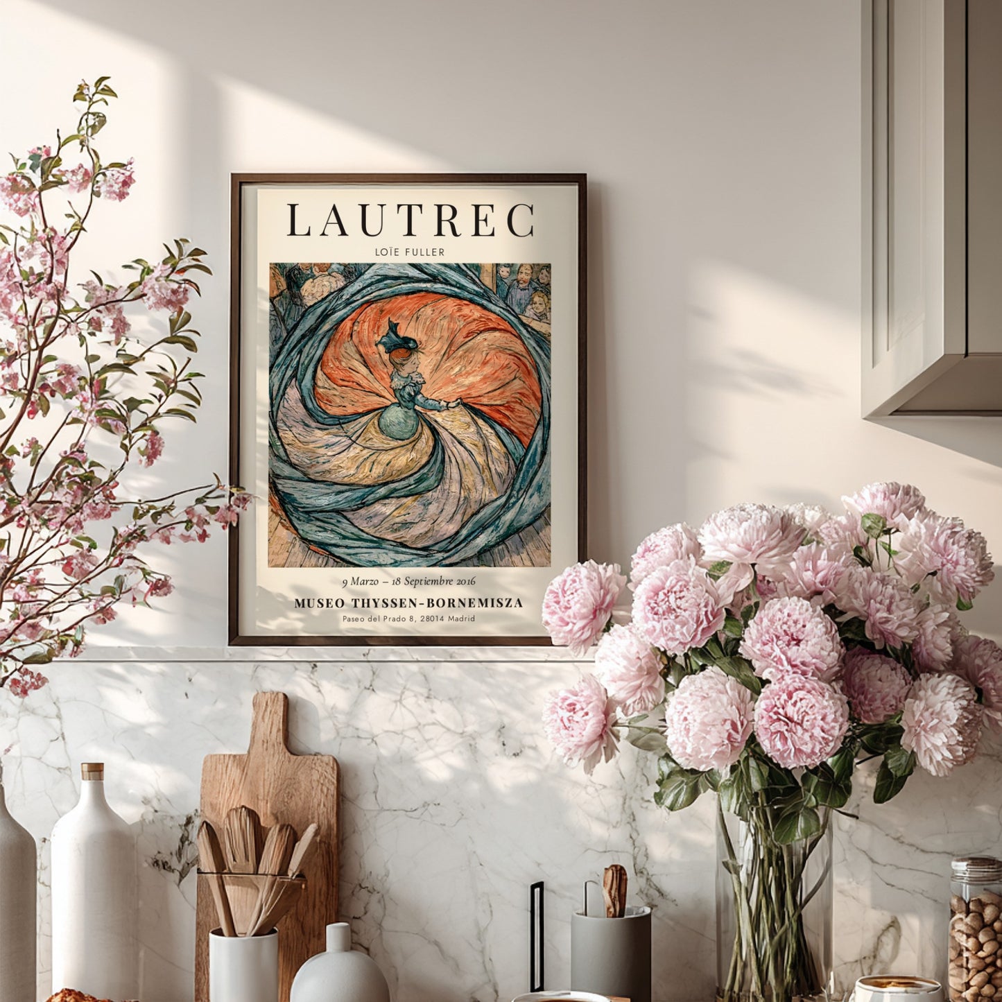 Toulouse-Lautrec poster featuring Loïe Fuller in vibrant colors and dynamic movement