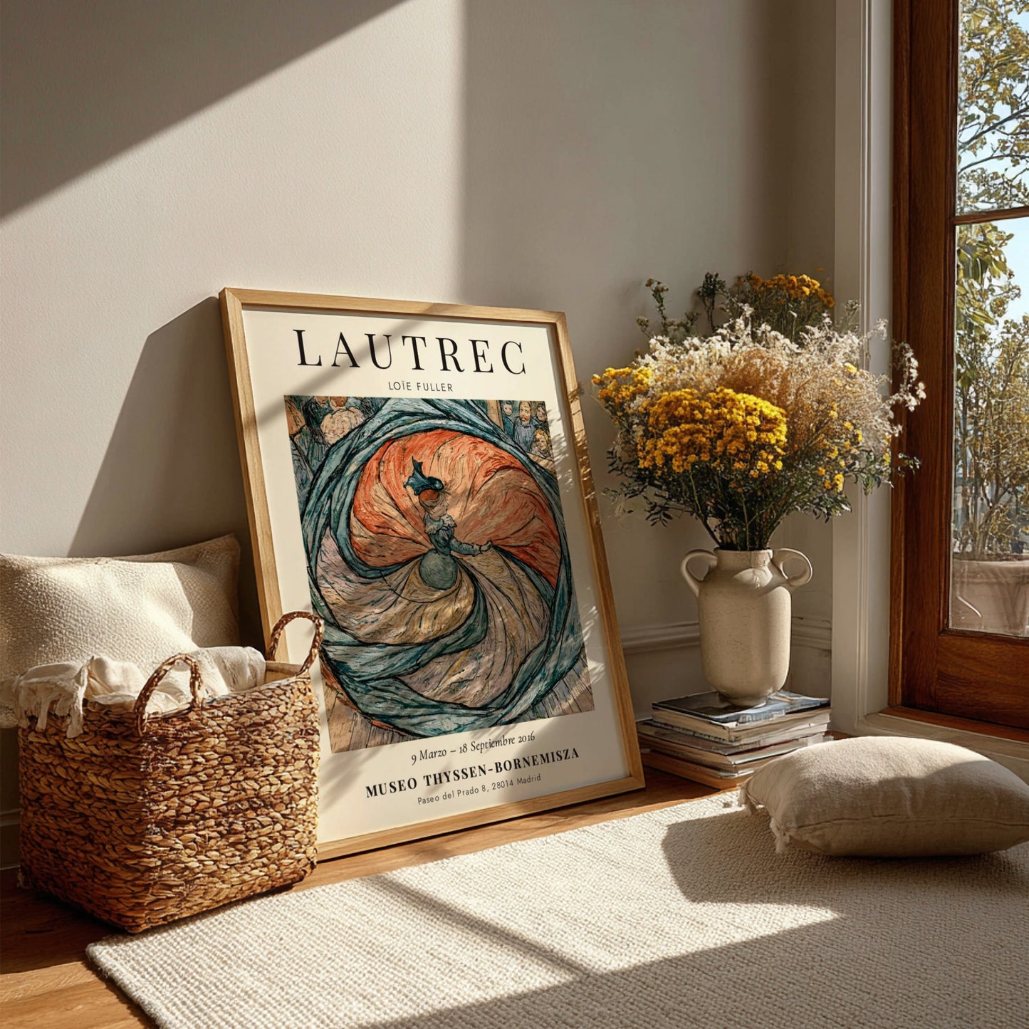 Toulouse-Lautrec poster featuring Loïe Fuller in vibrant colors and dynamic movement