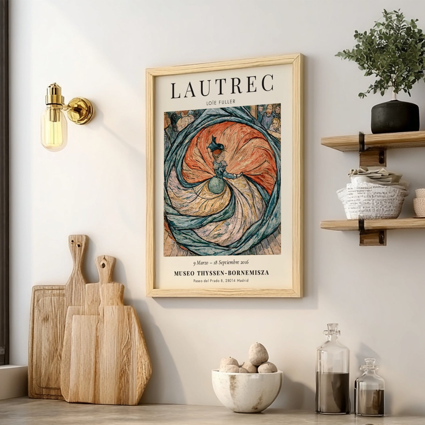 Toulouse-Lautrec poster featuring Loïe Fuller in vibrant colors and dynamic movement
