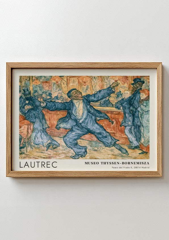 Wall art poster featuring a Lautrec painting of a dancer in a tavern