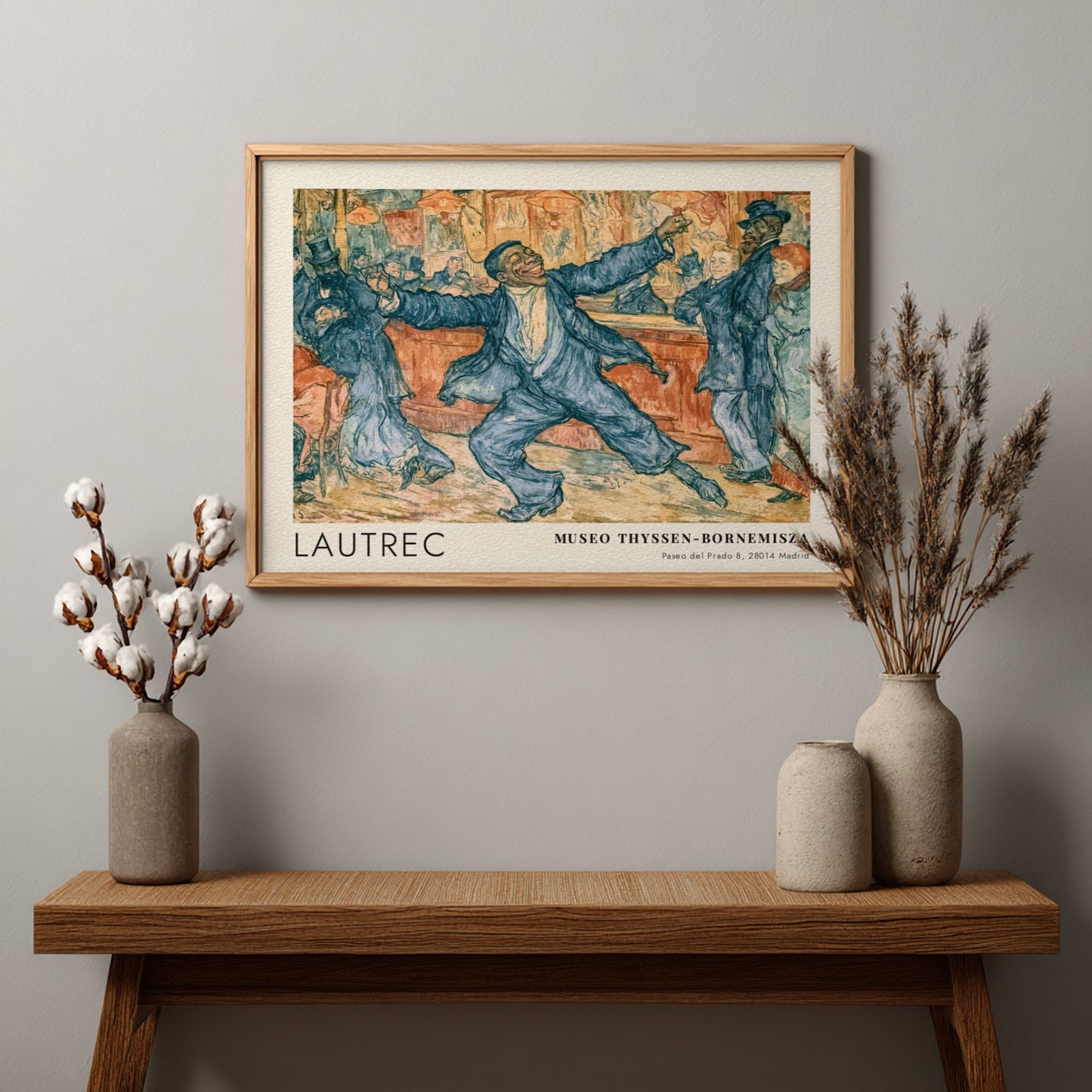 Wall art poster featuring a Lautrec painting of a dancer in a tavern