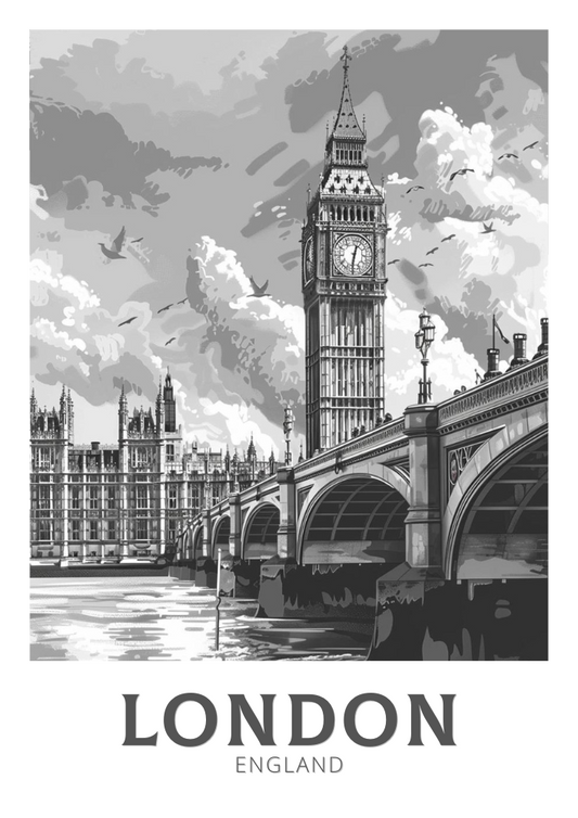 Affiche de Londres en noir et blanc