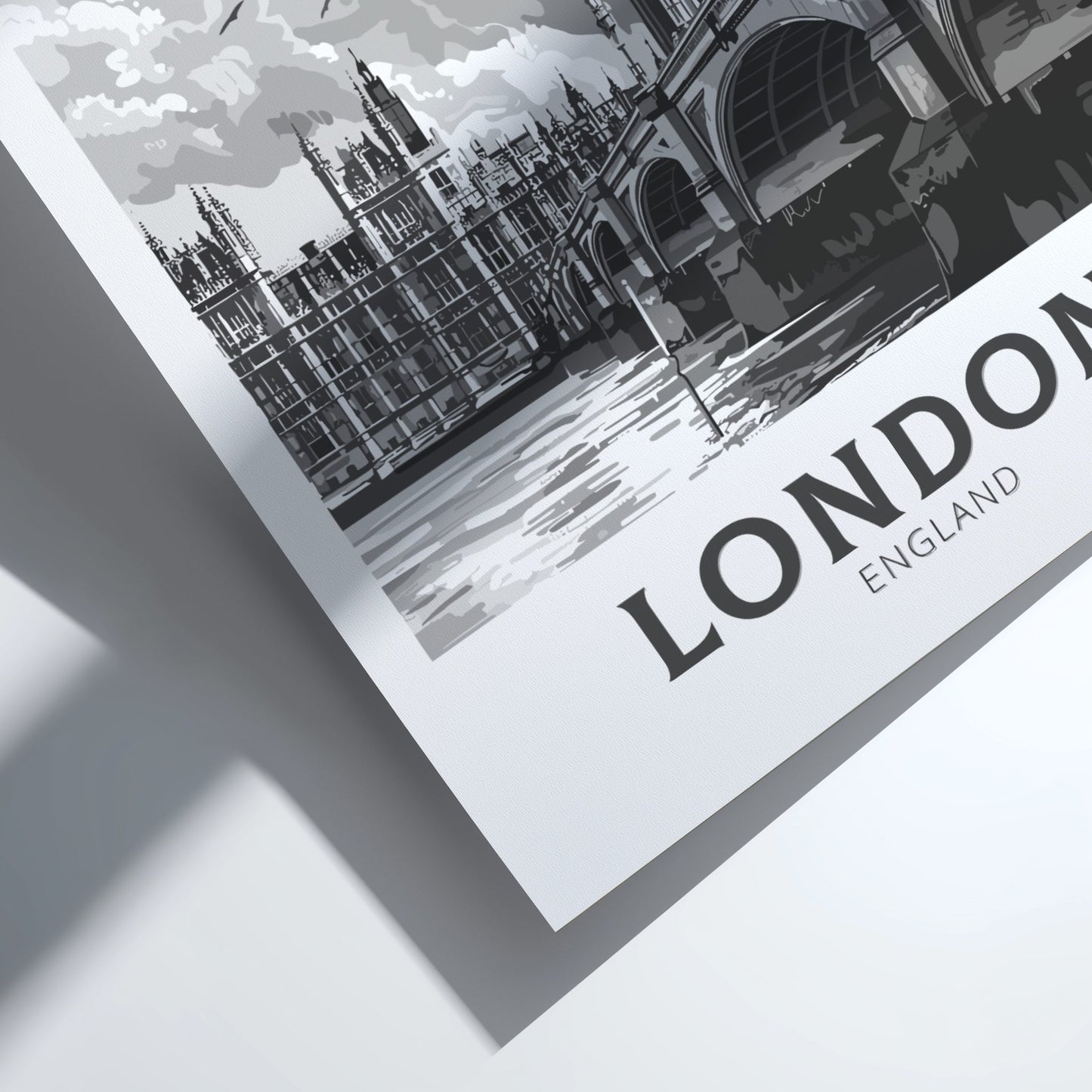 London black and white travel poster