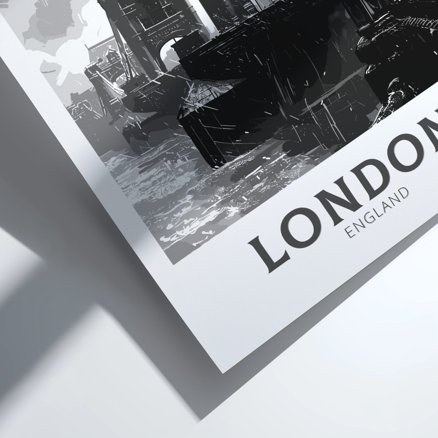 London Tower Bridge, black and white travel poster 