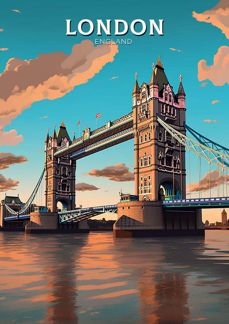 Europe TOWER BRIDGE TRAVEL POSTER - LONDON ARTWORK