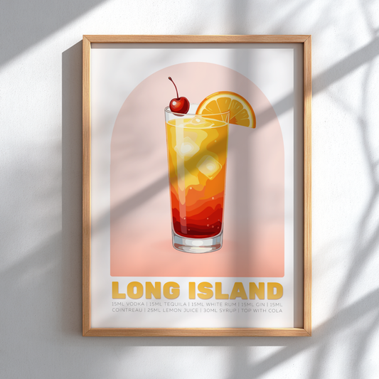 Long Island Ice Tea Cocktail Poster - Drinks Wall Art