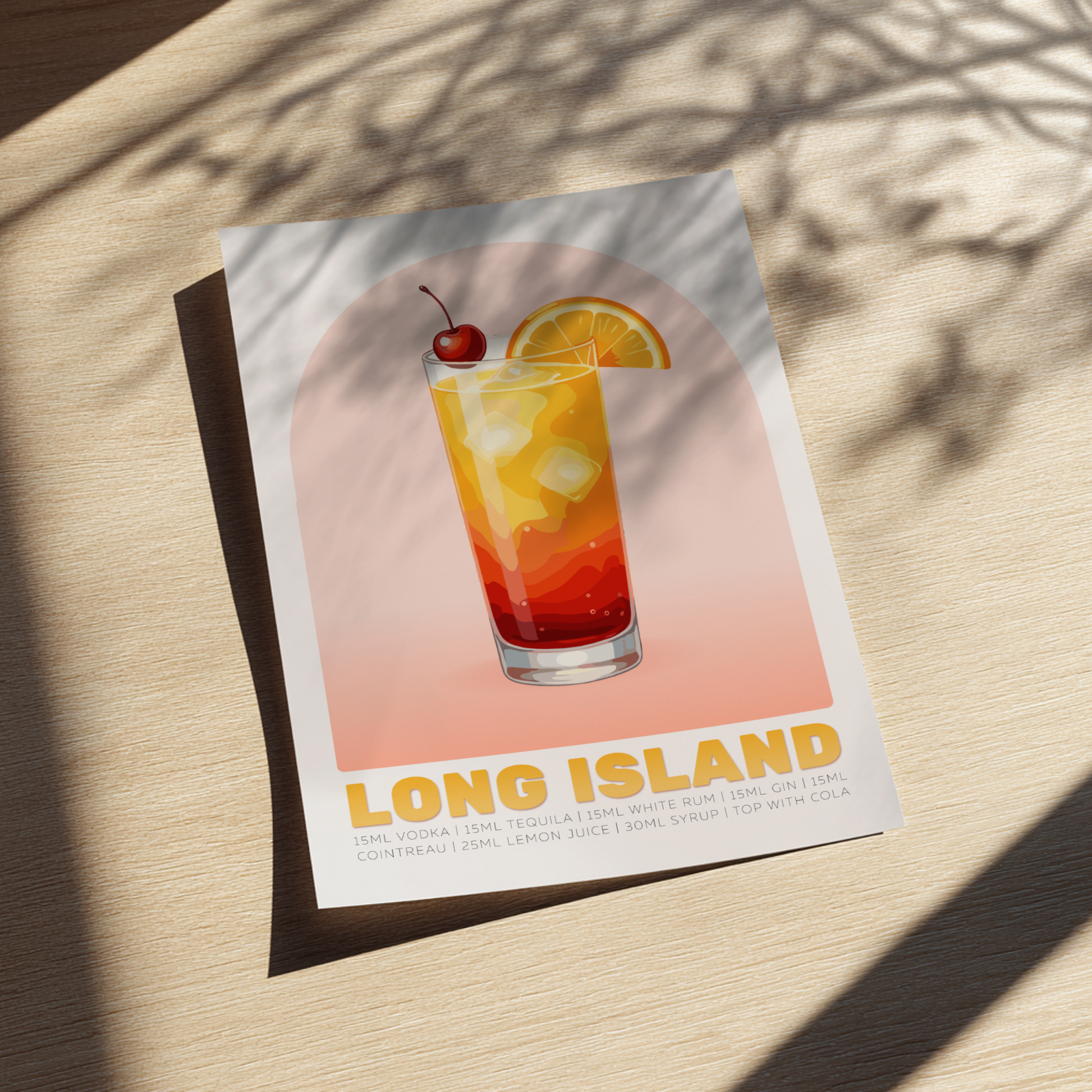 Long Island Ice Tea Cocktail Poster - Drinks Wall Art