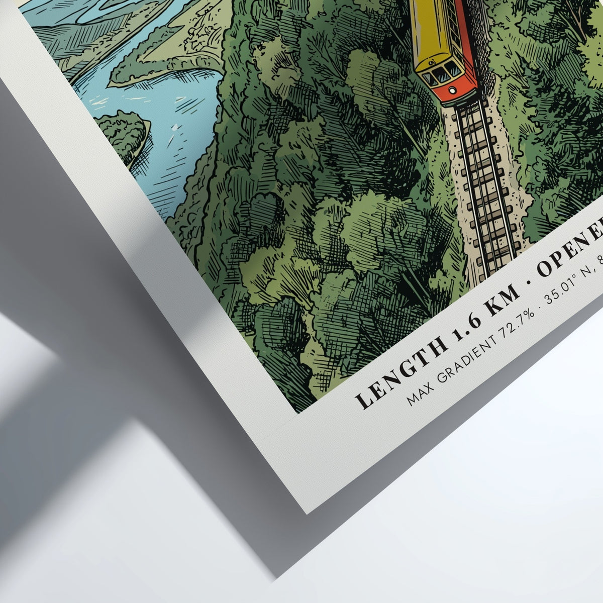 Poster of the historic Lookout Mountain incline railway climbing a steep Tennessee mountain ridge.