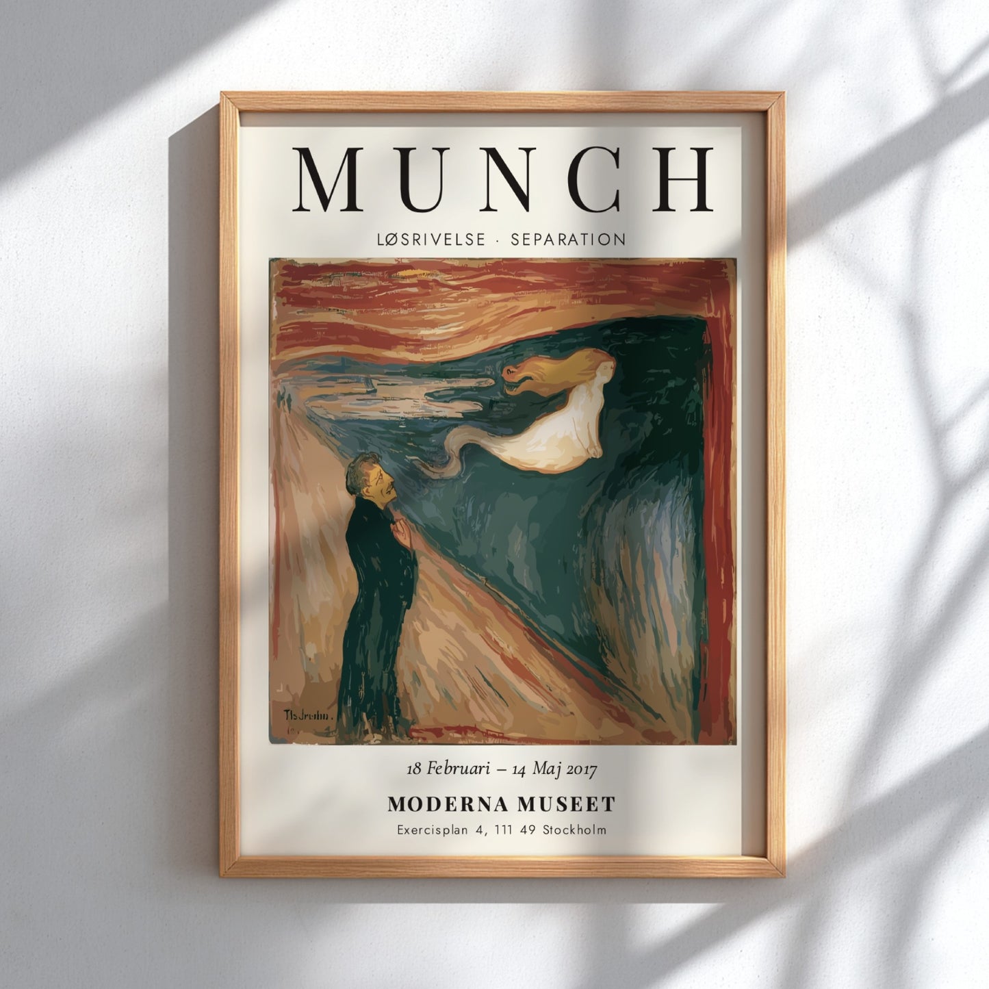 Edvard Munch poster featuring Løsrivelse Separation with swirling colors and expressionist style