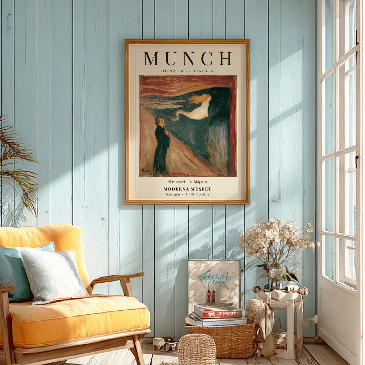 Edvard Munch poster featuring Løsrivelse Separation with swirling colors and expressionist style