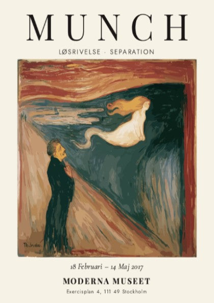 Edvard Munch poster featuring Løsrivelse Separation with swirling colors and expressionist style