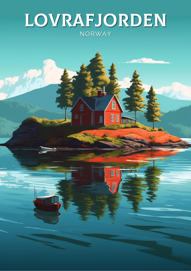 Europe LOVRAFJORDEN TRAVEL POSTER - NORWAY ARTWORK