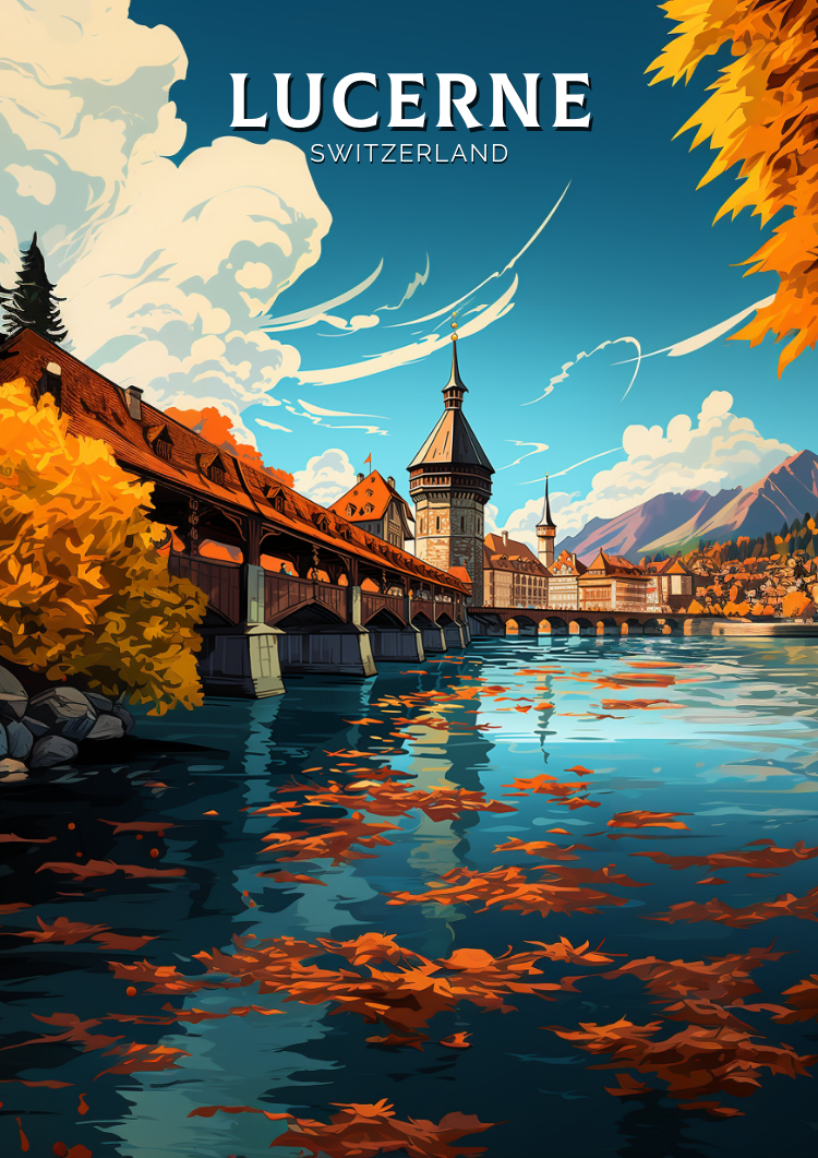 Europe LUCERNE TRAVEL POSTER - SWITZERLAND ARTWORK