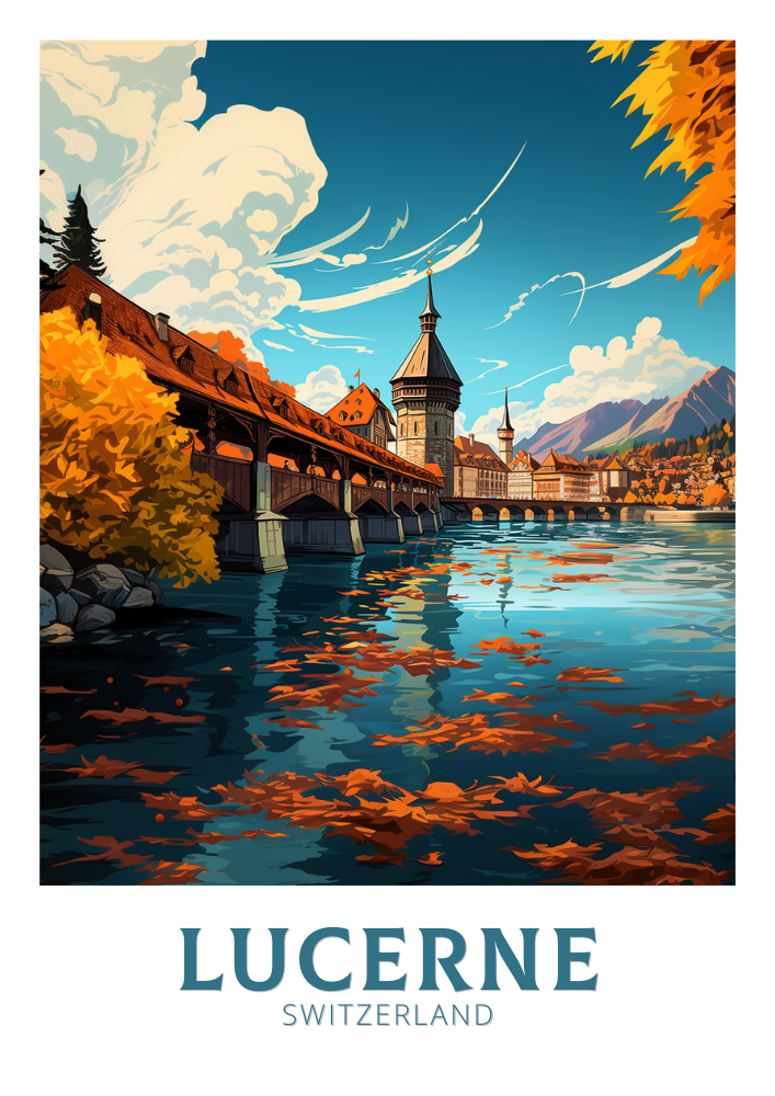 Europe LUCERNE TRAVEL PRINT - SWITZERLAND ARTWORK